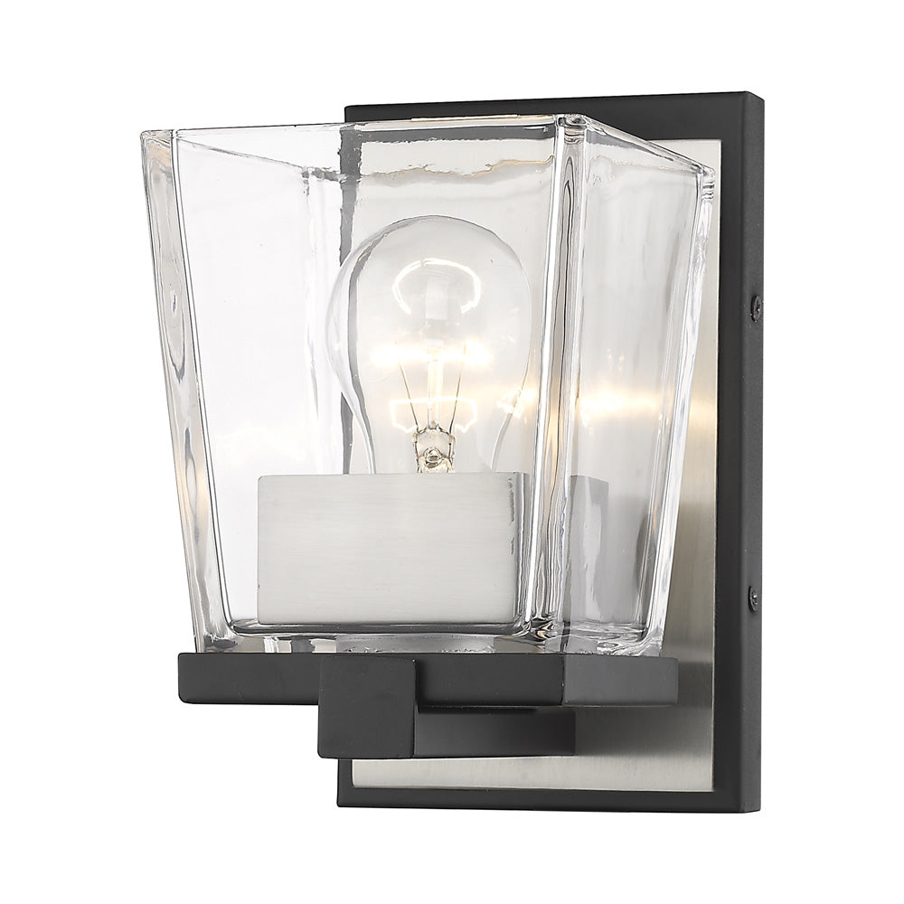 Bleeker Street Bath Wall Light in Matte Black/Brushed Nickel.