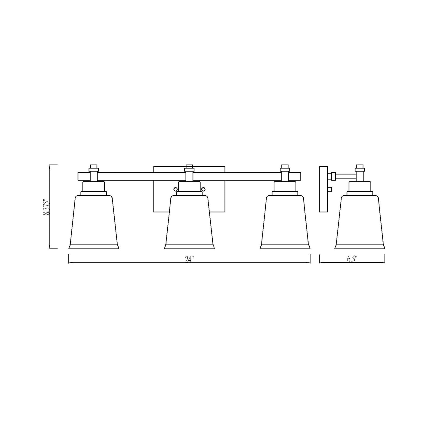 Bohin Bath Vanity Light - line drawing.