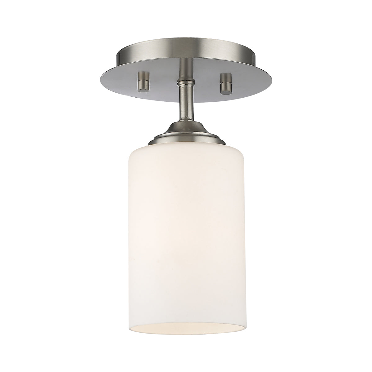 Bordeaux Tube Semi Flush Mount Ceiling Light in Brushed Nickel.