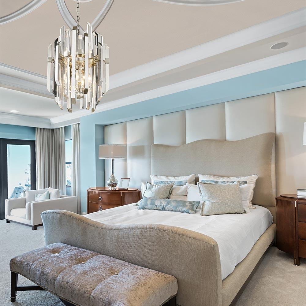 Bova Chandelier in bedroom.