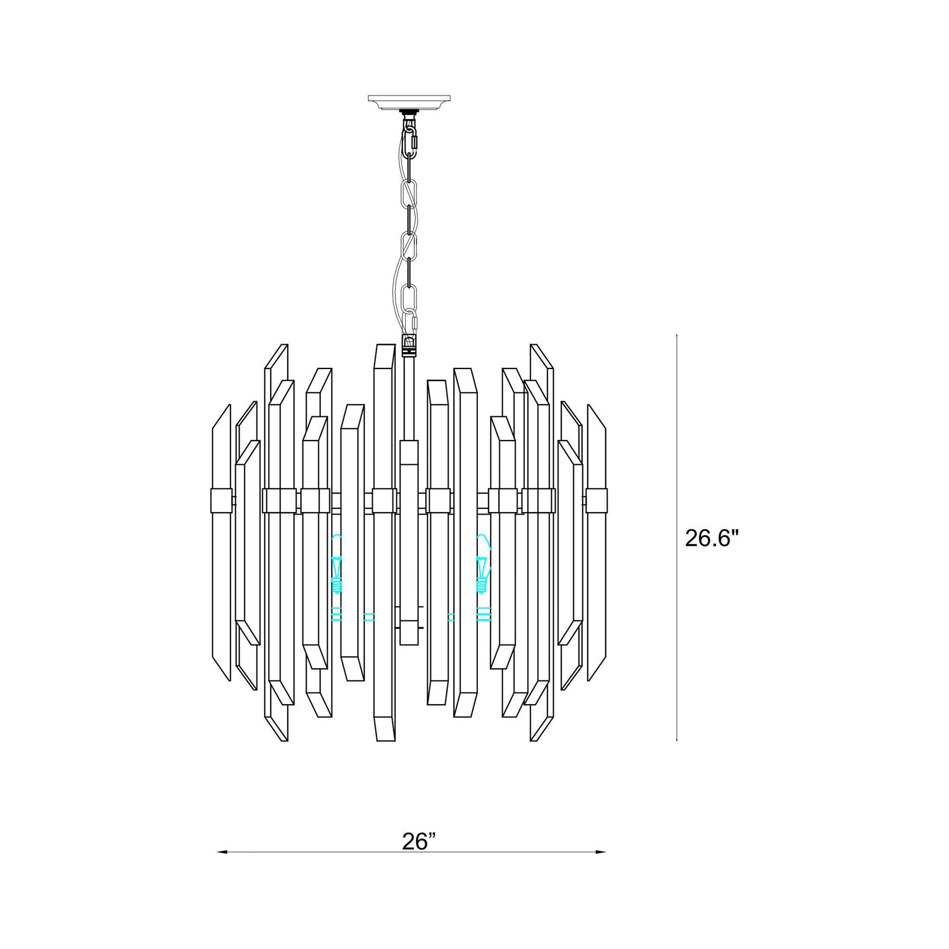 Bova Chandelier - line drawing.