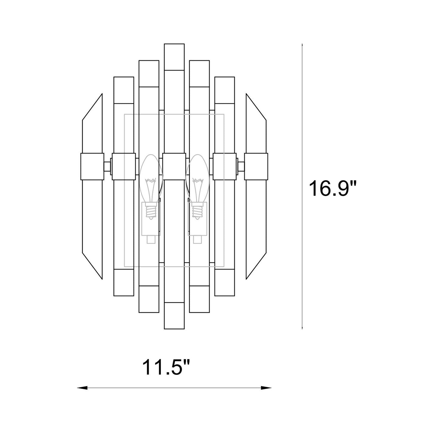 Bova Wall Light - line drawing.