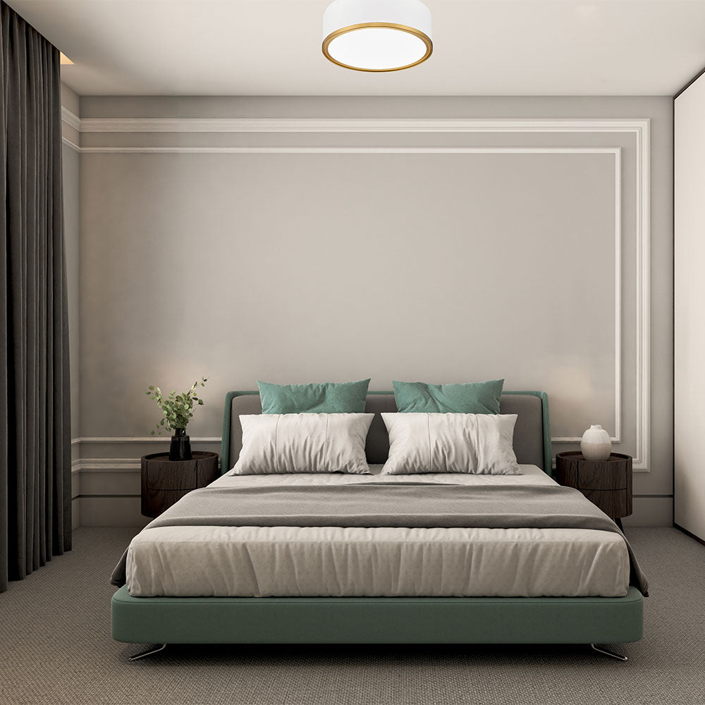 Bradley LED Flush Mount Ceiling Light in bedroom.