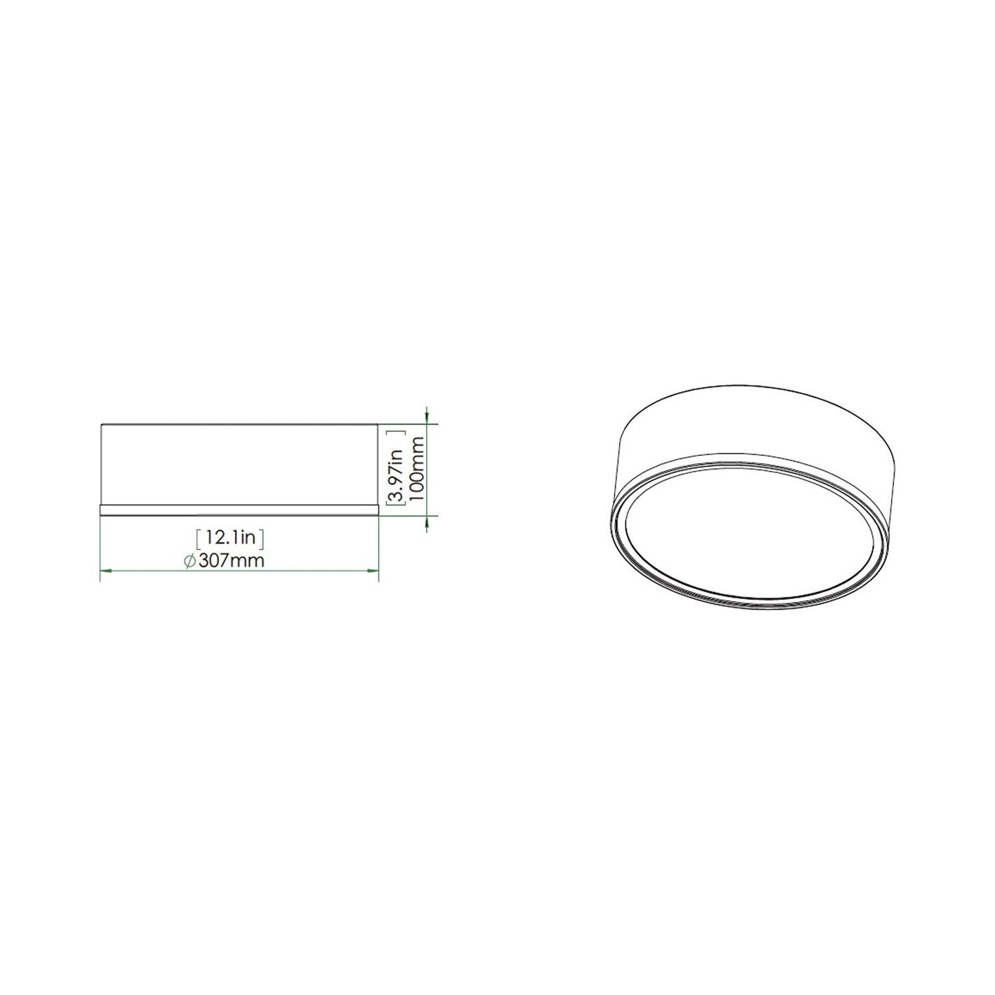 Bradley LED Flush Mount Ceiling Light - line drawing.