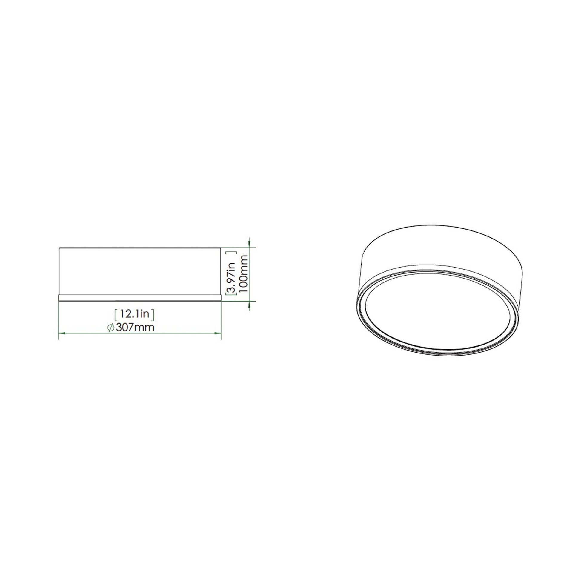 Bradley LED Flush Mount Ceiling Light - line drawing.