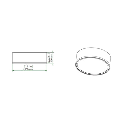 Bradley LED Flush Mount Ceiling Light - line drawing.