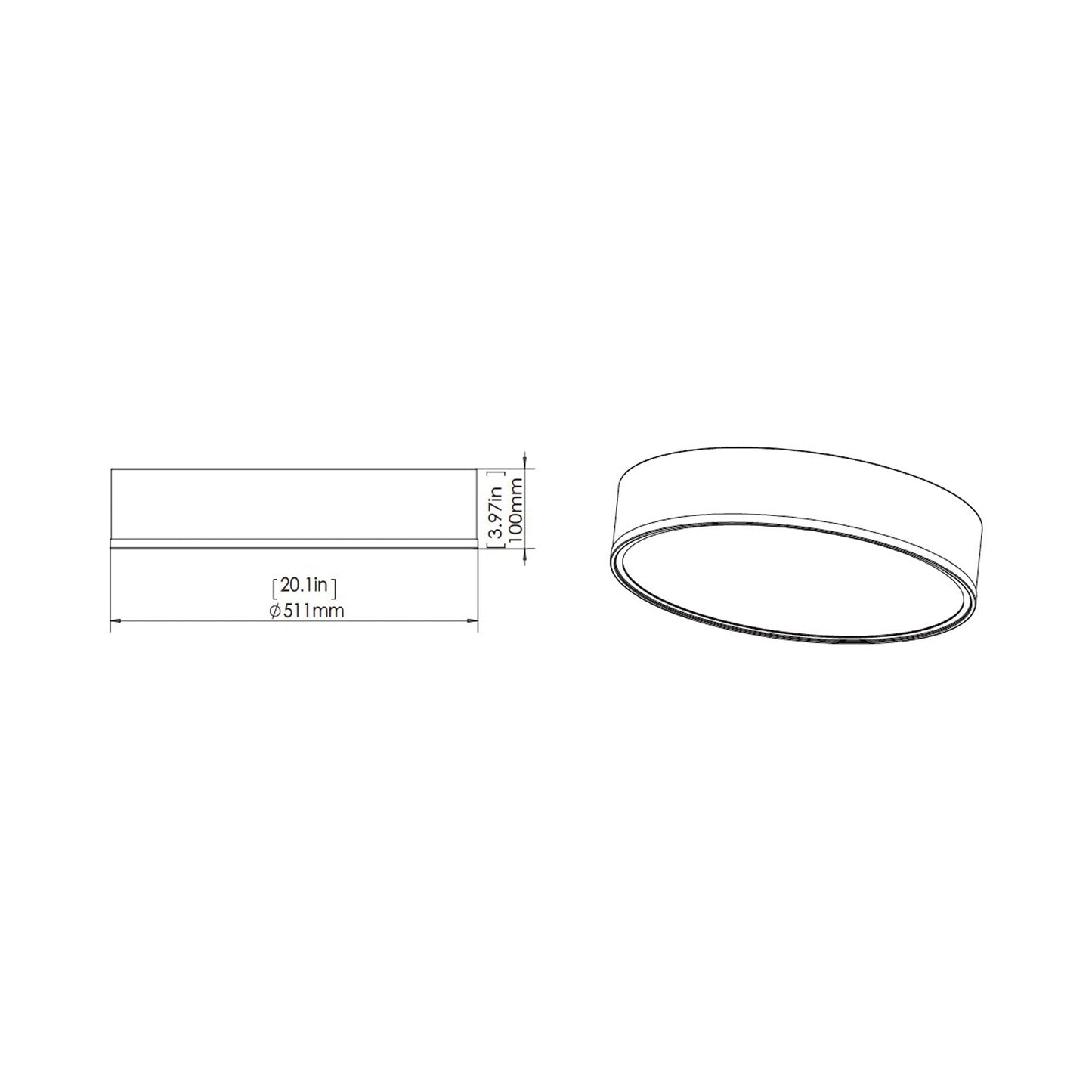 Bradley LED Flush Mount Ceiling Light - line drawing.