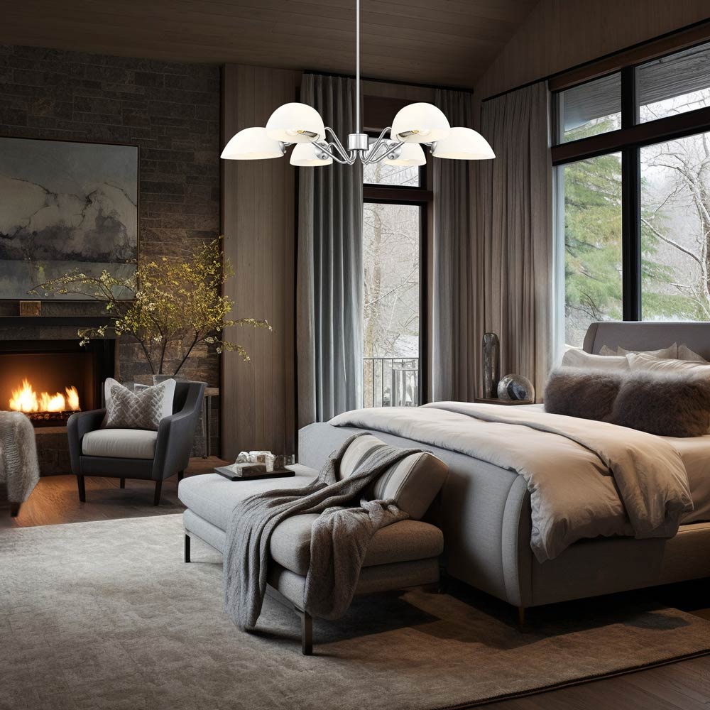 Breton Chandelier in bedroom.