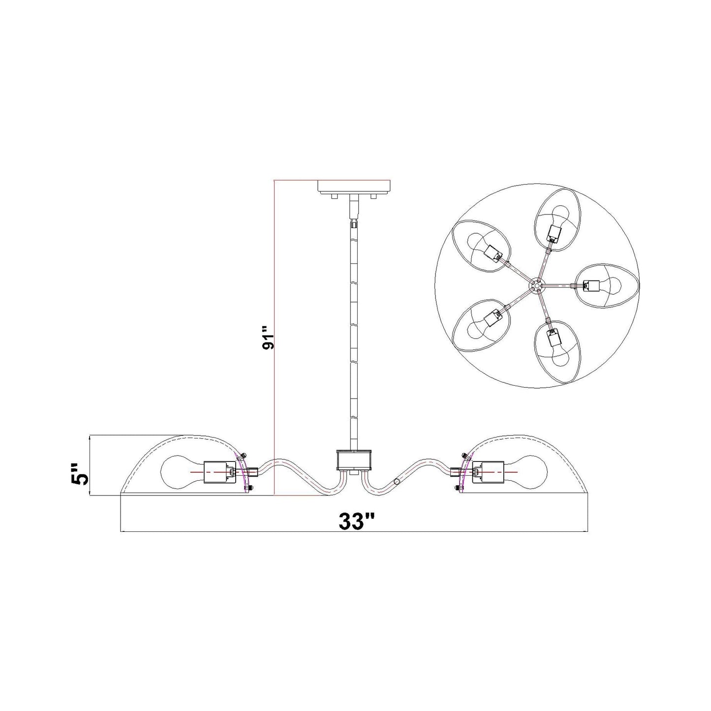 Breton Chandelier - line drawing.