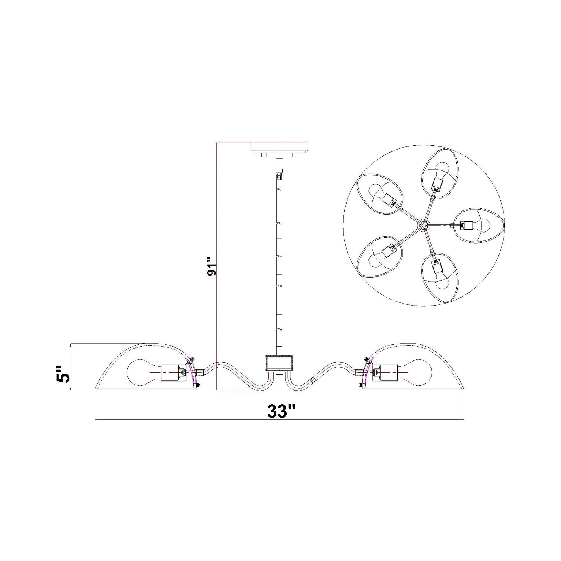 Breton Chandelier - line drawing.