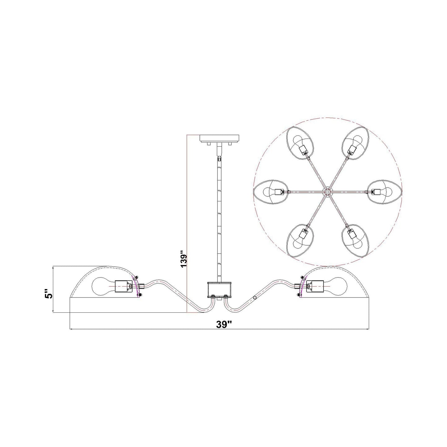 Breton Chandelier - line drawing.