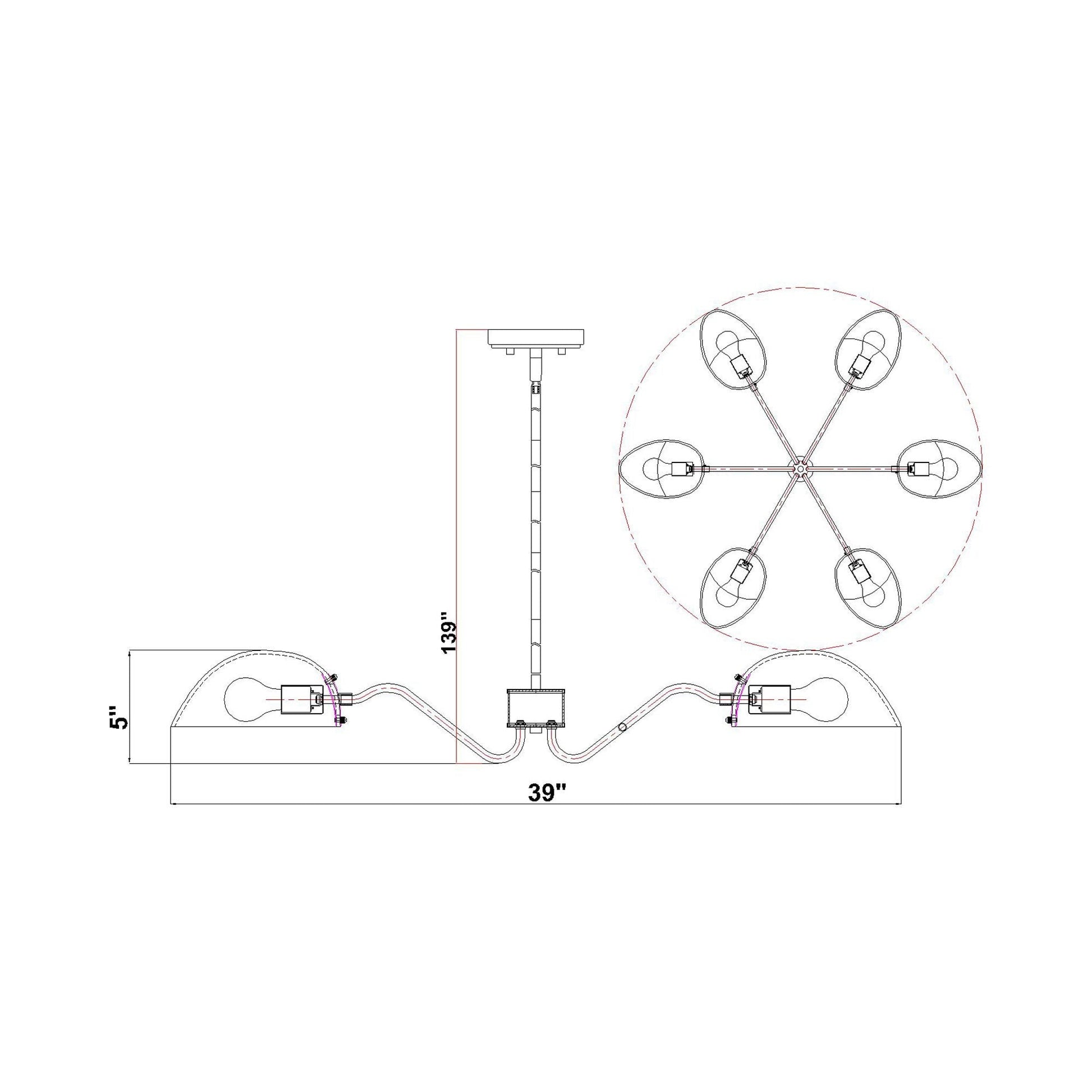 Breton Chandelier - line drawing.