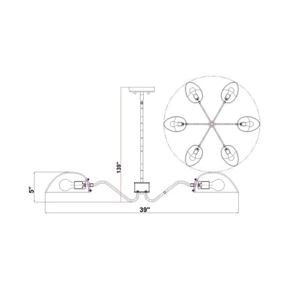 Breton Chandelier - line drawing.