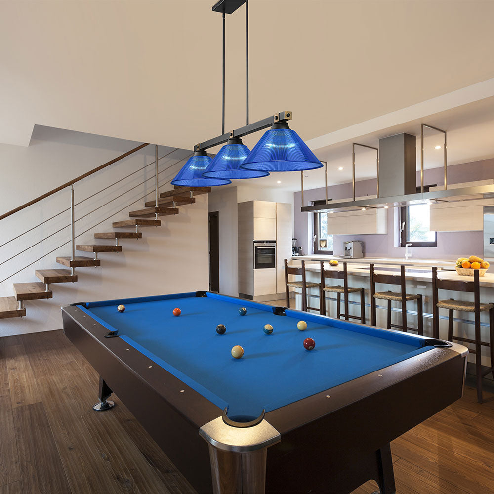 Bronte Cone Billiard Pendant Light in game room.