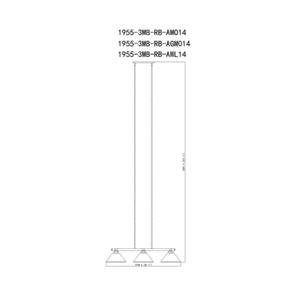 Bronte Cone Billiard Pendant Light - line drawing.