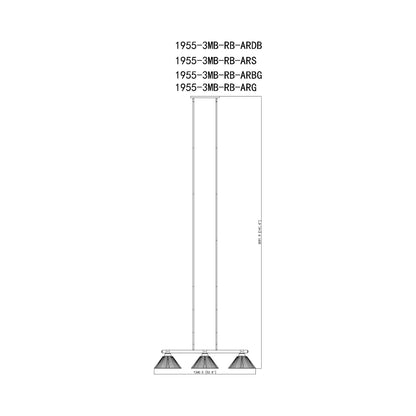 Bronte Cone Billiard Pendant Light - line drawing.