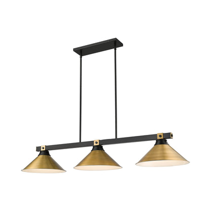 Bronte MB Billiard Pendant Light in Rubbed Brass (54-Inch).