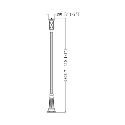 Brookside 519P Outdoor Post Light - line drawing.