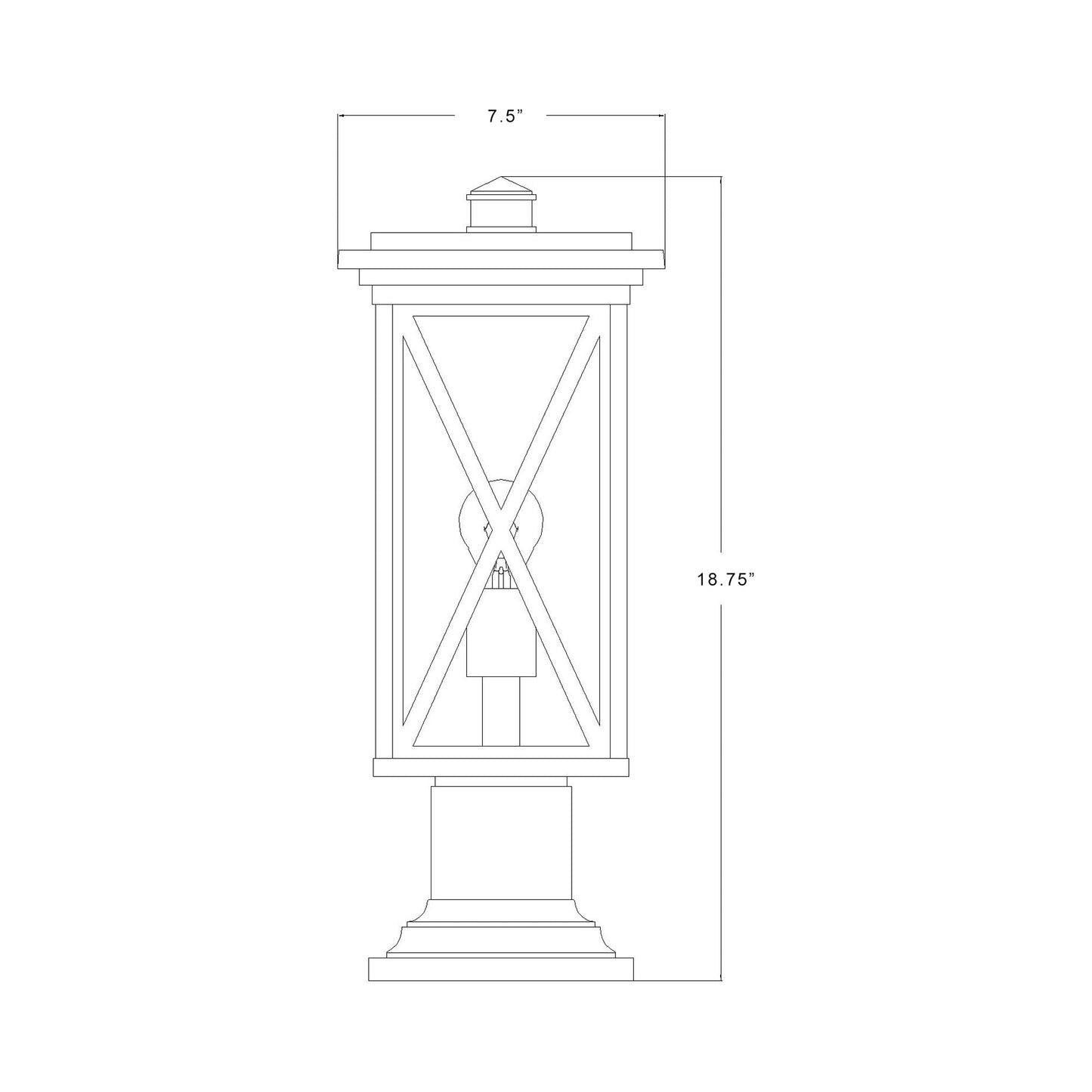Brookside 533PM Outdoor Pier Mount Light - line drawing.
