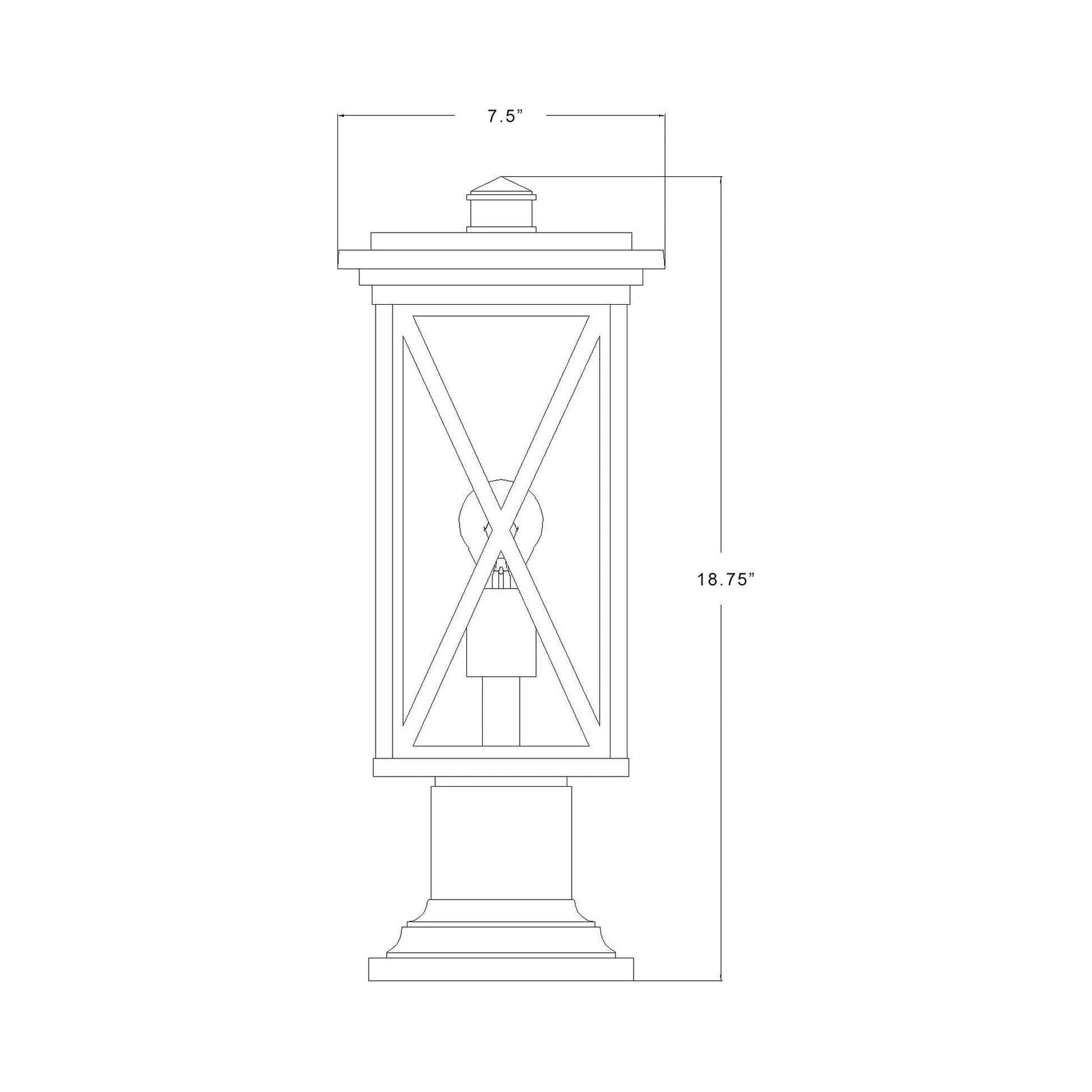 Brookside 533PM Outdoor Pier Mount Light - line drawing.