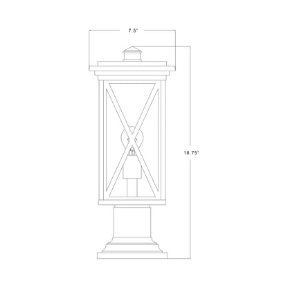 Brookside 533PM Outdoor Pier Mount Light - line drawing.