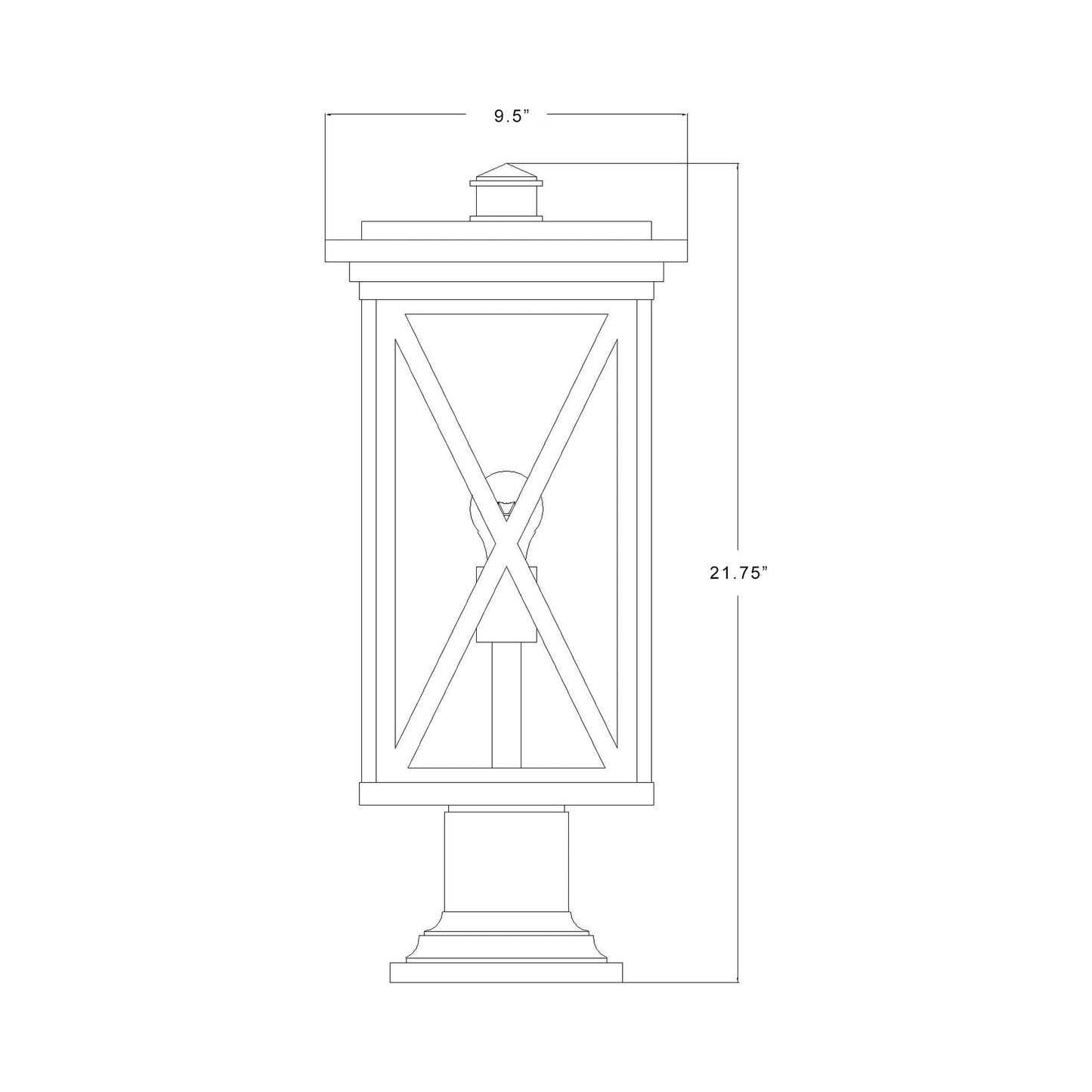 Brookside 533PM Outdoor Pier Mount Light - line drawing.