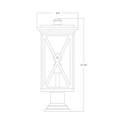 Brookside 533PM Outdoor Pier Mount Light - line drawing.