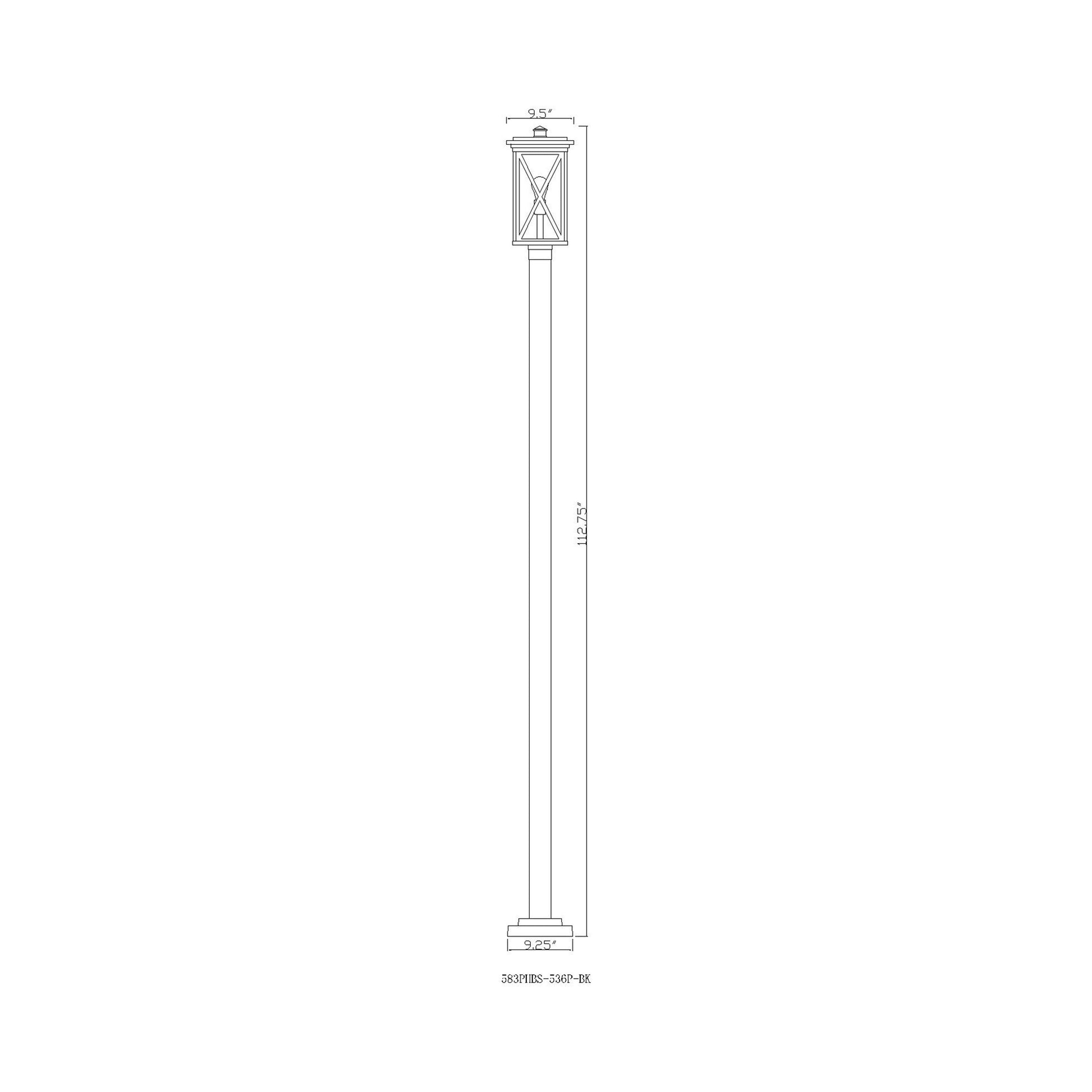 Brookside 536P Outdoor Post Light - line drawing.