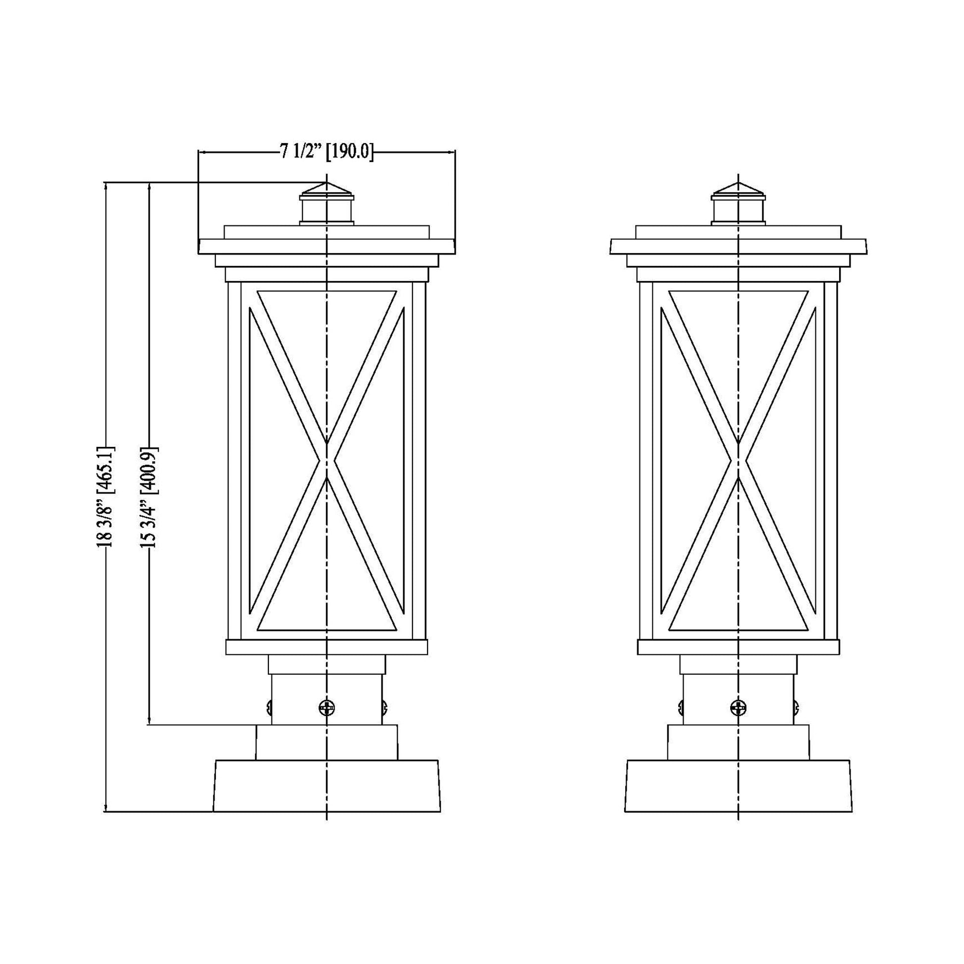 Brookside 583S Outdoor Pier Mount Light - line drawing.