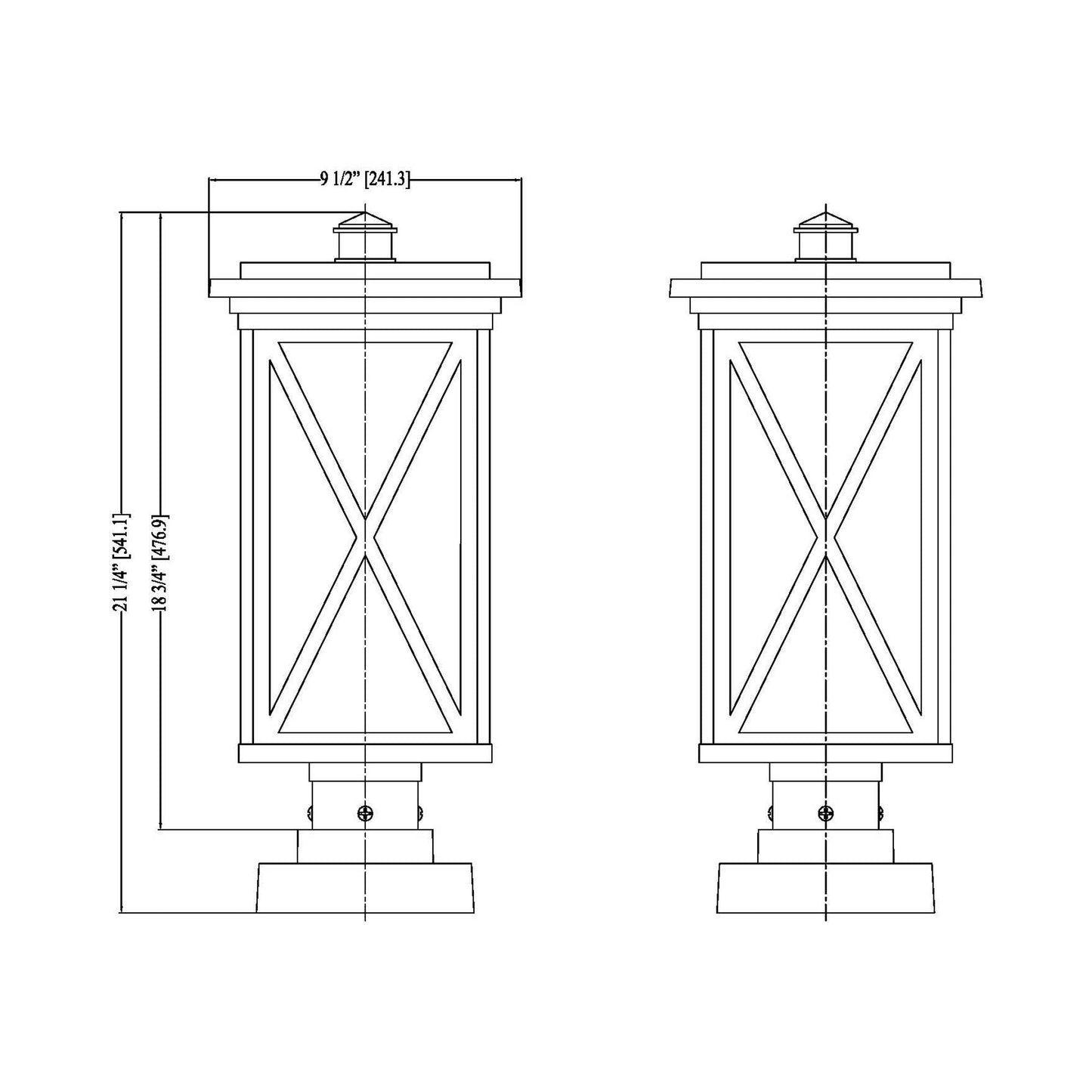 Brookside 583S Outdoor Pier Mount Light - line drawing.
