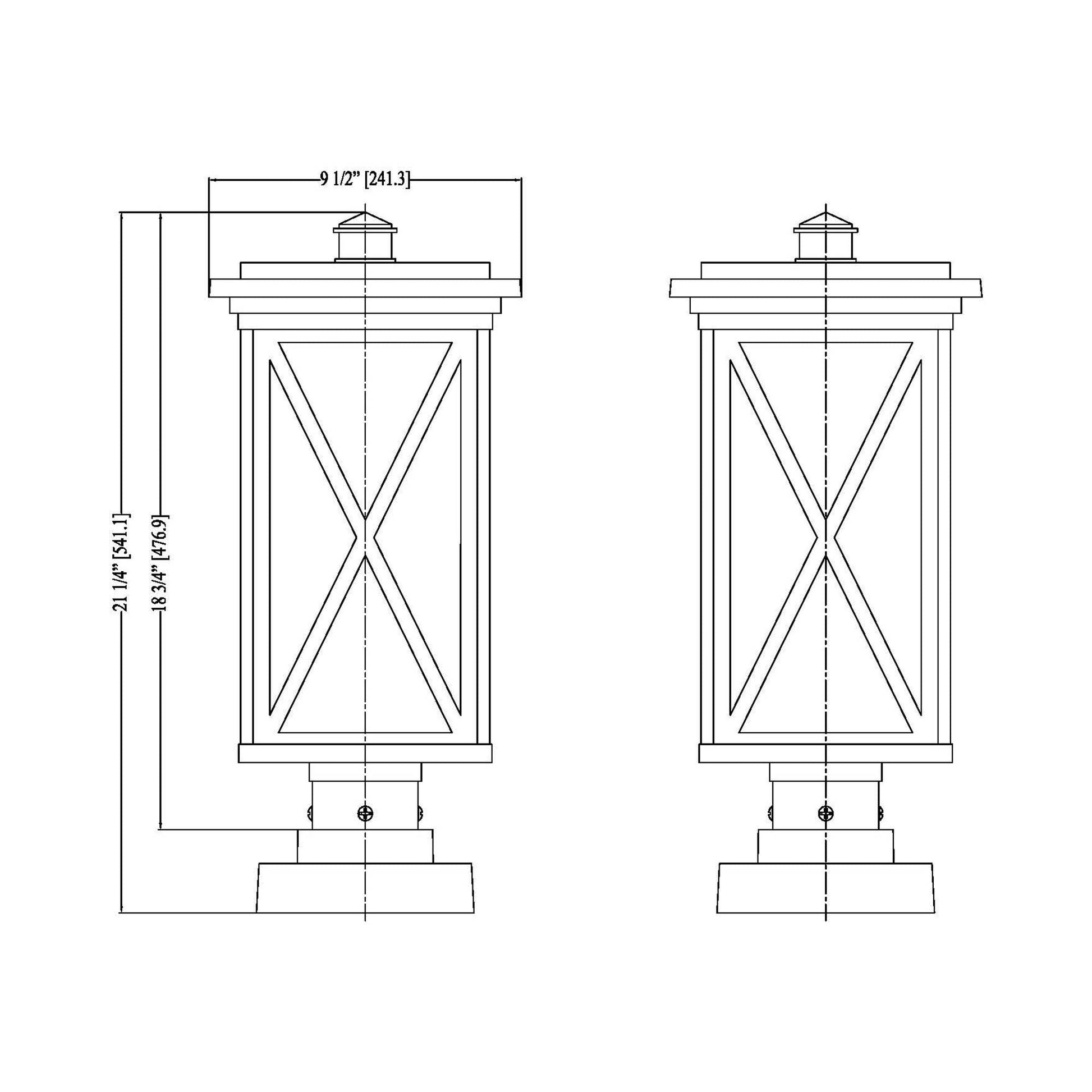 Brookside 583S Outdoor Pier Mount Light - line drawing.
