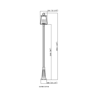 Broughton 519P Outdoor Post Light - line drawing.