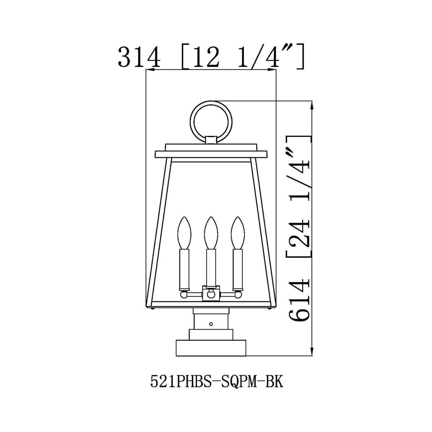 Broughton 521S Outdoor Pier Mount Light - line drawing.