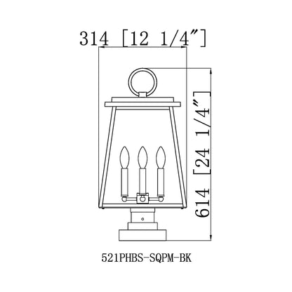 Broughton 521S Outdoor Pier Mount Light - line drawing.