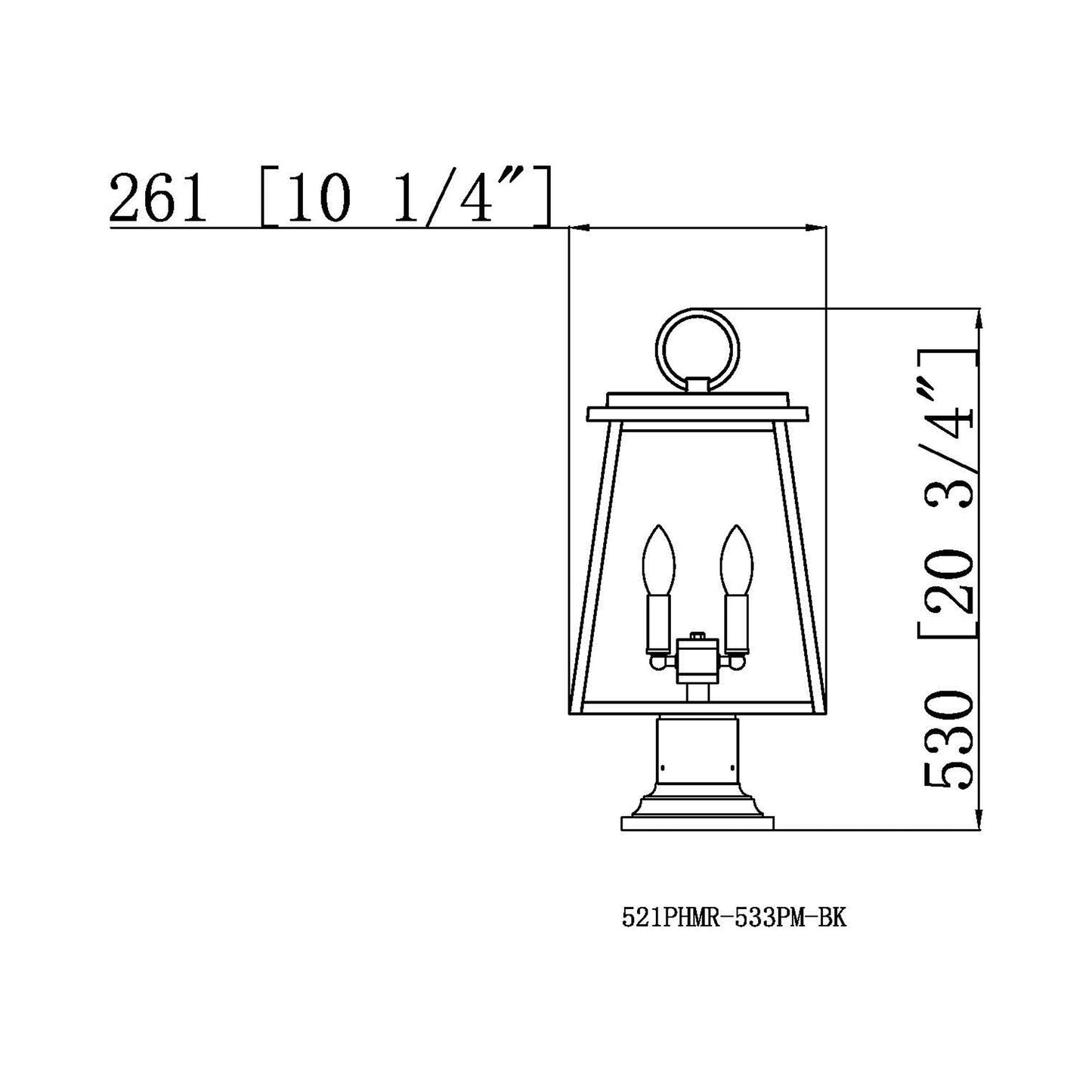 Broughton 533PM Outdoor Pier Mount Light - line drawing.