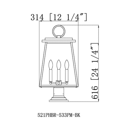 Broughton 533PM Outdoor Pier Mount Light - line drawing.