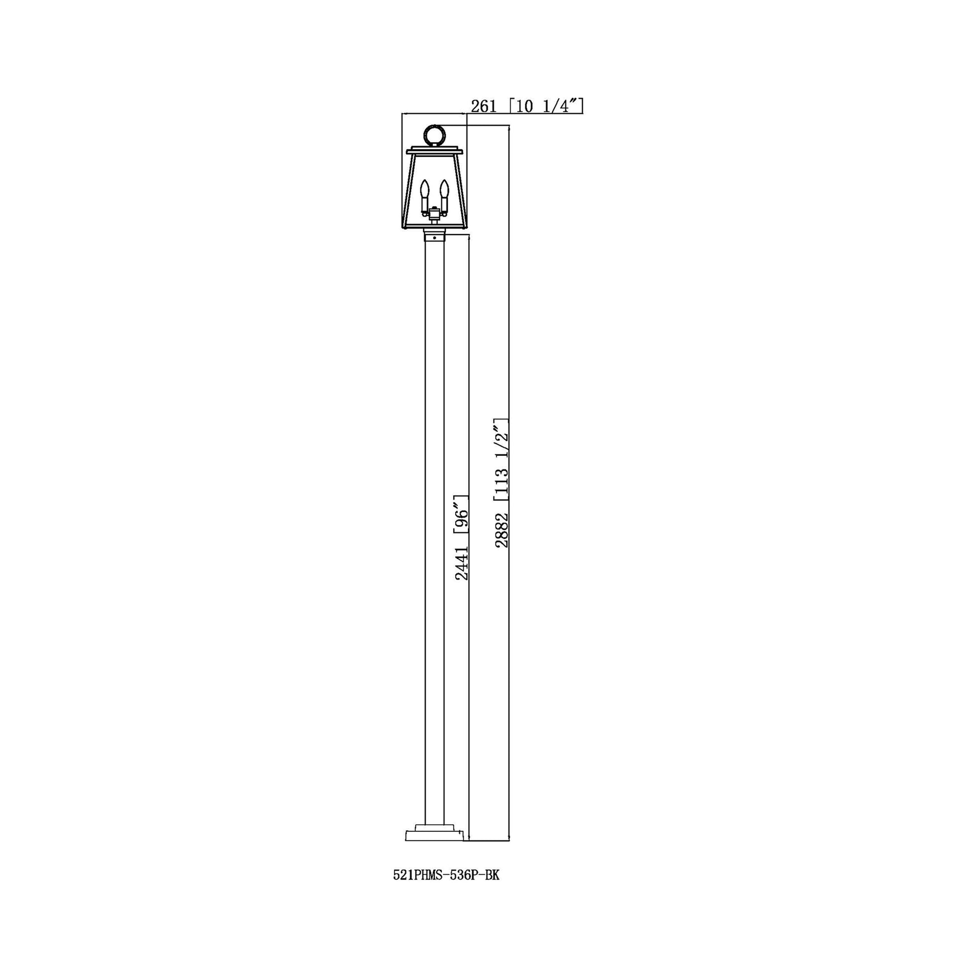 Broughton 536P Outdoor Post Light - line drawing.