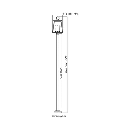 Broughton 536P Outdoor Post Light - line drawing.