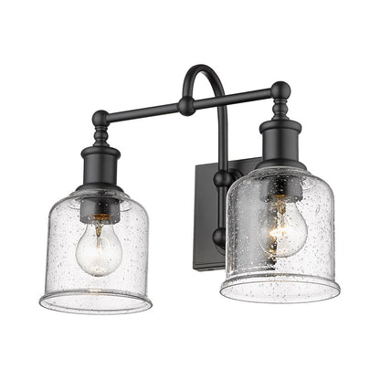 Bryant Bath Vanity Light in Matte Black/Clear Seedy (2-Light).