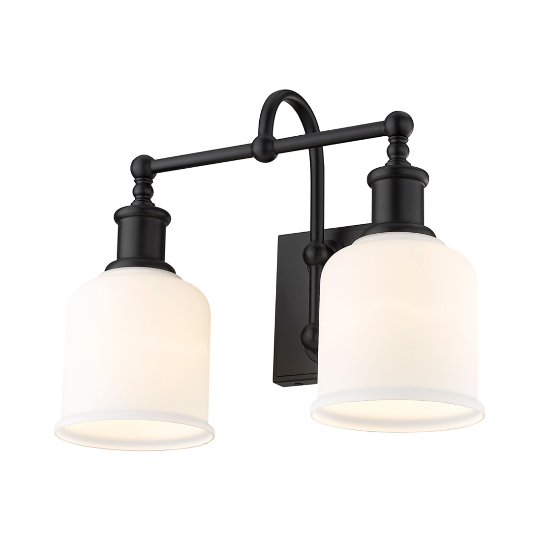 Bryant Bath Vanity Light in Matte Black/Matte Opal (2-Light).