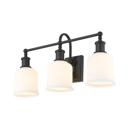 Bryant Bath Vanity Light in Matte Black/Matte Opal (3-Light).