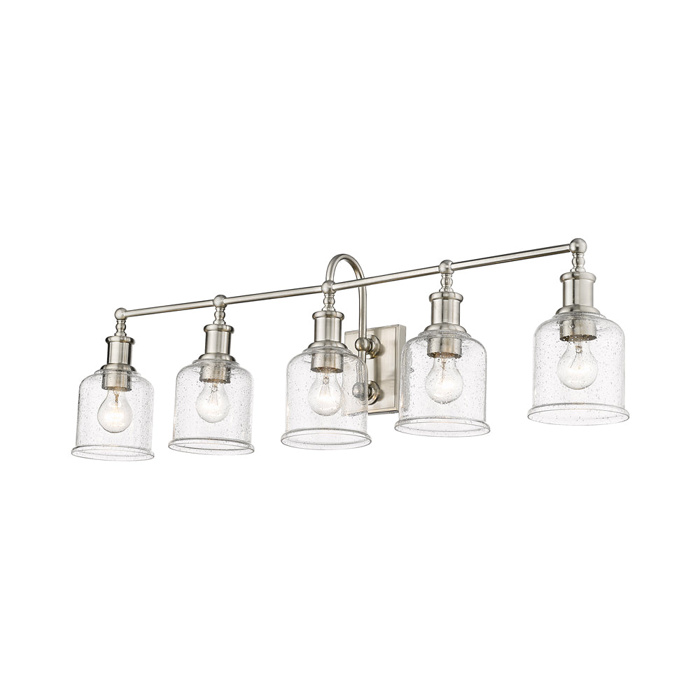 Bryant Bath Vanity Light in Brushed Nickel/Clear Seedy (5-Light).