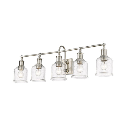 Bryant Bath Vanity Light in Brushed Nickel/Clear Seedy (5-Light).