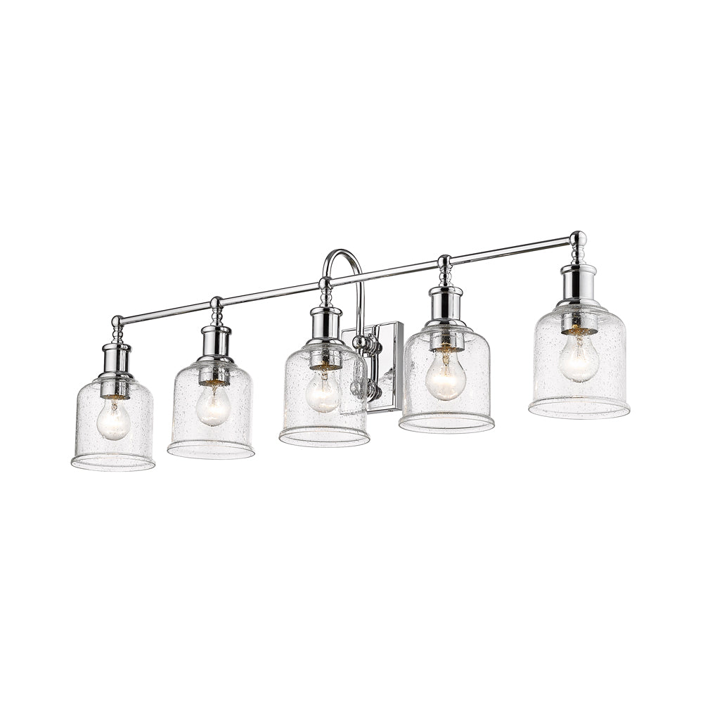 Bryant Bath Vanity Light in Chrome/Clear Seedy (5-Light).