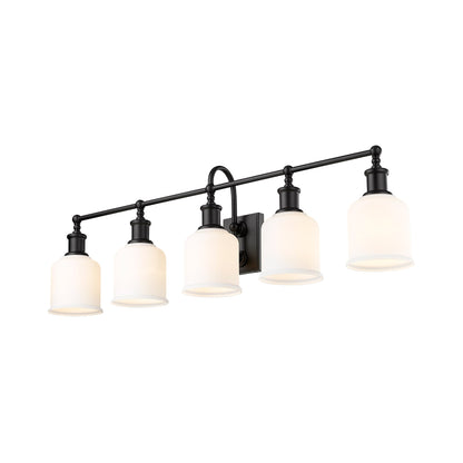 Bryant Bath Vanity Light in Matte Black/Matte Opal (5-Light).