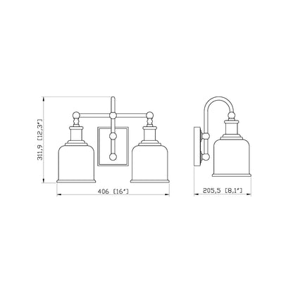 Bryant Bath Vanity Light - line drawing.
