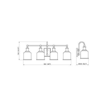 Bryant Bath Vanity Light - line drawing.