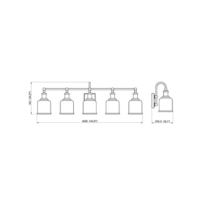 Bryant Bath Vanity Light - line drawing.