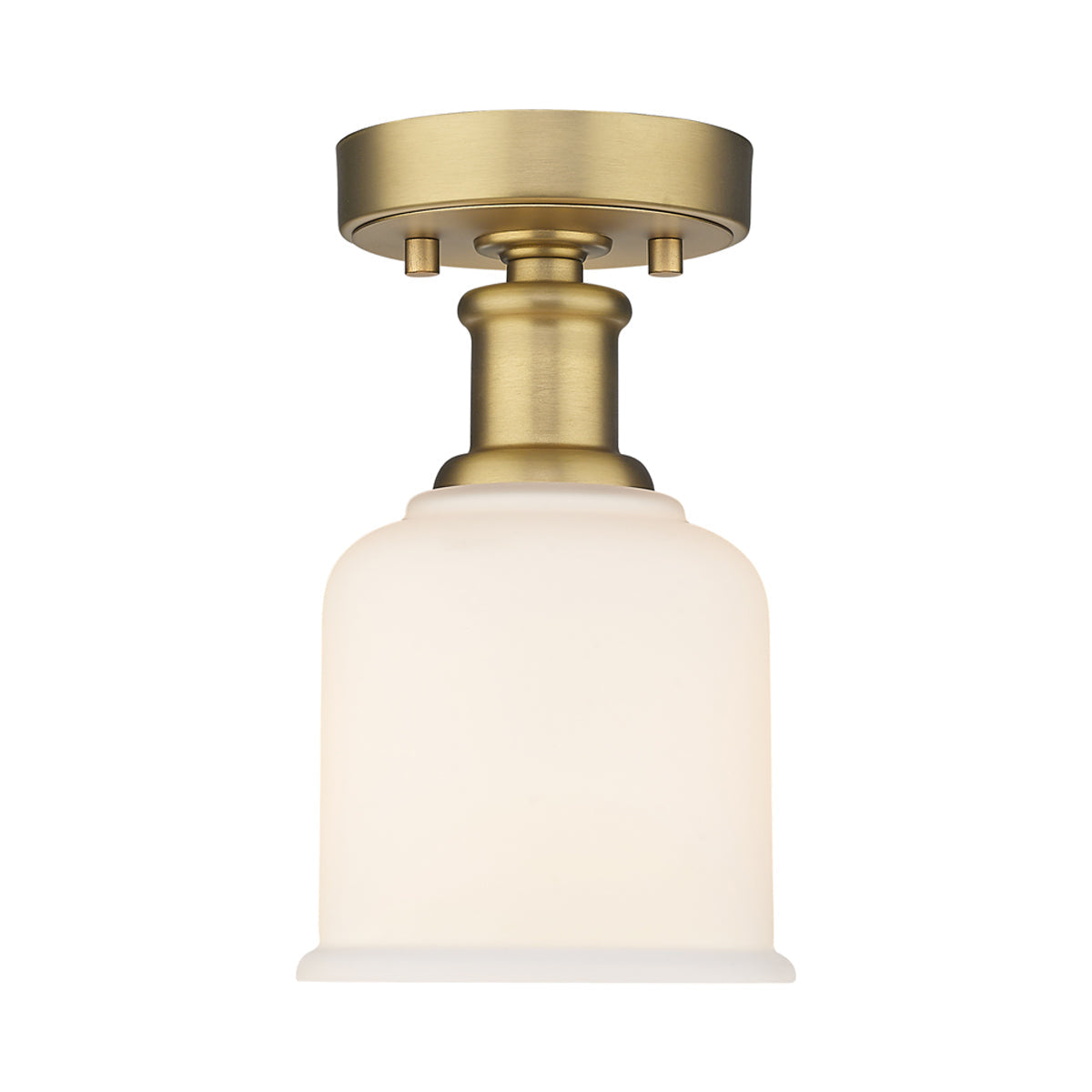 Bryant Flush Mount Ceiling Light in Heritage Brass (Matte Opal Glass).