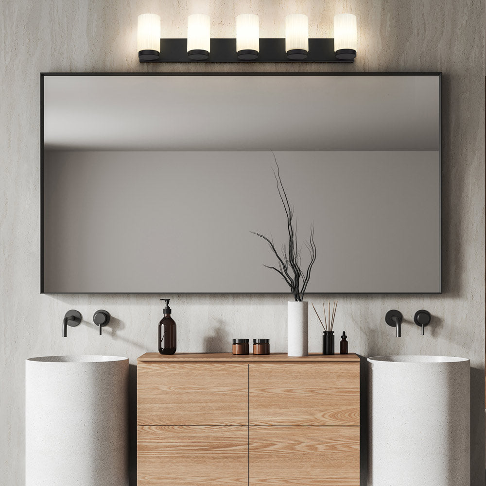 Burk Bath Vanity Light in bathroom.